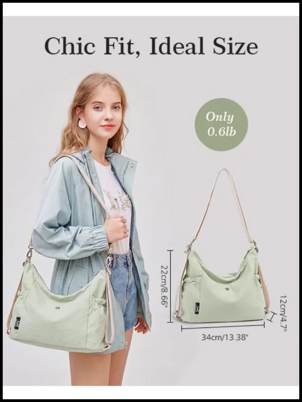 Convertible Nylon Tote Backpack Crossbody Bag Hobo Purse Work Travel